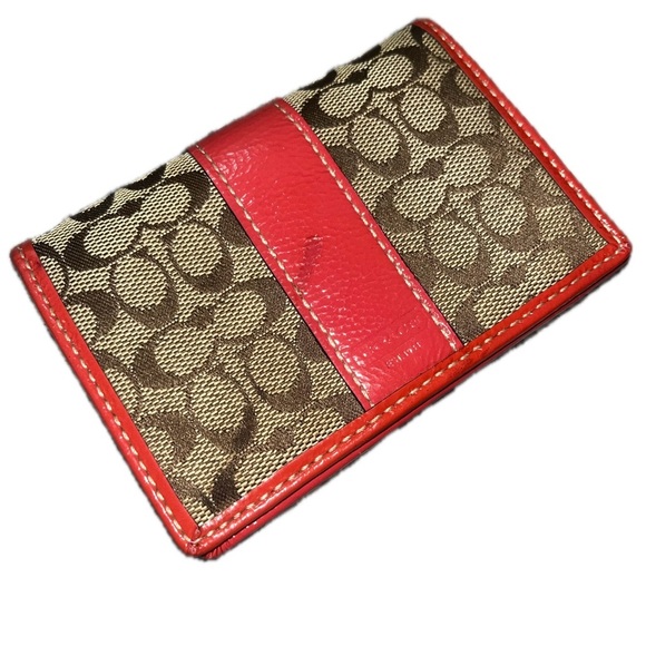 Y2K Coach Signature Canvas Leather & Patent Leather Card Holder - Picture 1 of 13